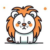 Cute lion. Vector illustration in flat style. Isolated on white background.