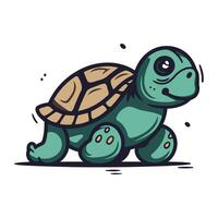Cartoon turtle. Vector illustration. Isolated on white background.