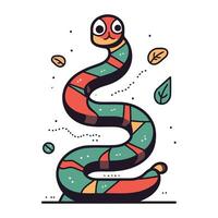 Cute cartoon snake. Vector illustration in doodle style.