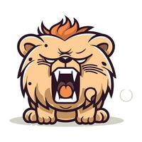 Angry Lion   Vector Cartoon Illustration. Isolated On White Background