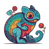 Cartoon chameleon. Colorful vector illustration for your design