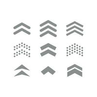 Arrow, dotted and up vector icon set. Dots arrows for swipe, back and next icons.