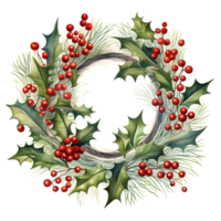 Watercolor Christmas wreaths. Holiday wreaths Clipart, Cozy Winter Clipart. AI Generated png