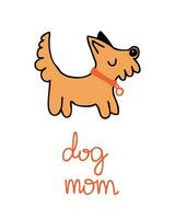 mano dibujado linda perro en collar con inscripción perro mamá. Perfecto impresión para tee, póster, tarjeta, pegatina. garabatear vector ilustración para decoración y diseño.