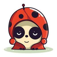 Cute cartoon ladybug with big eyes. Vector illustration isolated on white background.