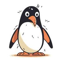 Cute cartoon penguin isolated on white background. Vector illustration.