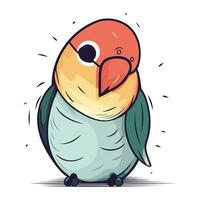 Cute parrot. Vector illustration. Isolated on white background.