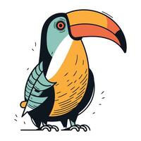 Cartoon toucan vector illustration. Hand drawn toucan bird.