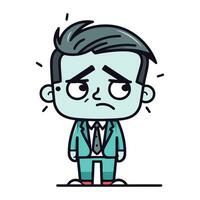 Angry Cartoon Businessman   Vector Illustration. Line Art Style