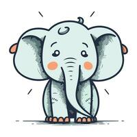 Cute cartoon elephant. Vector illustration isolated on a white background.