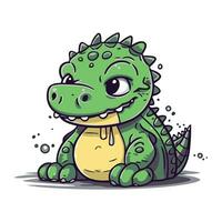 Cute cartoon crocodile. Vector illustration isolated on white background.