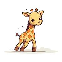 Cute cartoon giraffe. Vector illustration isolated on white background.