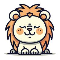 Cute little lion character. Vector illustration in a flat style.