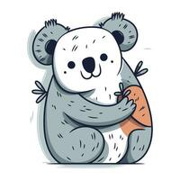 Cute cartoon koala. Vector illustration on a white background.