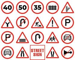 Steet Warning Signs Set, Road Warning Signs Set vector