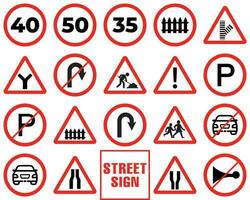 Steet Warning Signs Set, Road Warning Signs Set vector