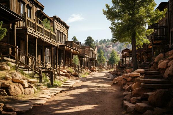 Old Western Town Stock Photos Images And Backgrounds For Free Download Old West Town Where Cowboys Live Ai Generated Photo