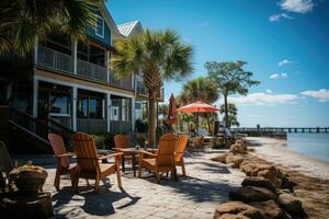 beautiful beach inn sunny day view AI Generated photo