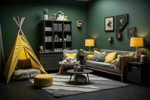 nursery room in kids room at home day view professional advertising photography AI Generative photo