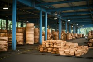 inside the factory is an empty storage area AI Generated photo