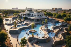 situación en Parque de patinaje arena en el ciudad ai generado foto