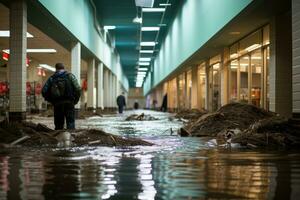 situation flooding in mall Starting Scenarios professional advertising photography AI Generated photo