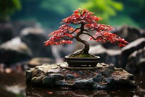 Traditional Japanese bonsai plant art AI Generated photo