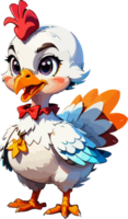 Cute Turkey Chicken Cartoon Clip Art AI Generative png