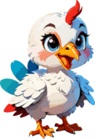 Cute Turkey Chicken Cartoon Illustration AI Generative png