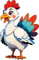 Cute Turkey Chicken Cartoon Logo AI Generative png
