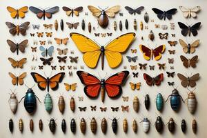 assortment various insects flat lay AI Generated photo