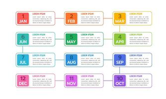 Infographic 12-month process workflow to success. Vector illustration.