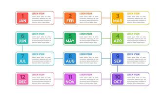 Infographic 12-month process workflow to success. Vector illustration.