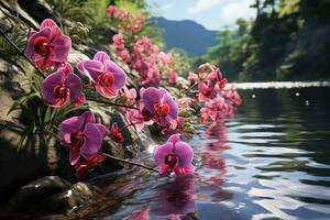 orchids in forest nature landscape AI Generated photo