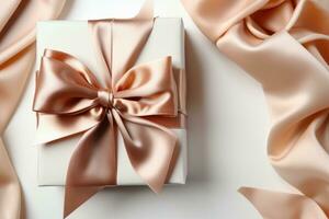 gift box with satin ribbon AI Generated photo