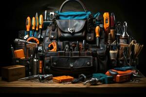 Carpenter tools and equipment professional photography AI Generated photo