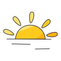 sun warm shine summer clouds icon element vector