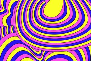 Wavy abstract groovy background. Hippie 70s retro rainbow color. Vector illustration