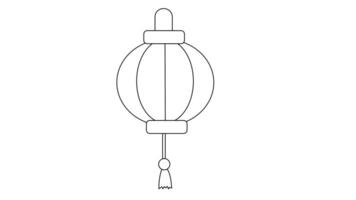 Animated video creates a sketch of a lantern lamp icon