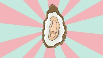 Animated oyster icon with rotating background video