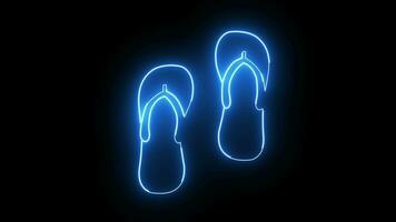 animado sandália ícone com uma brilhando néon efeito video