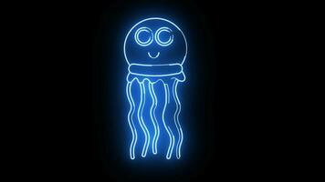 Animated jellyfish icon with a glowing neon effect video