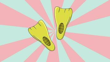 Animation of a diver's shoe icon with a rotating background video