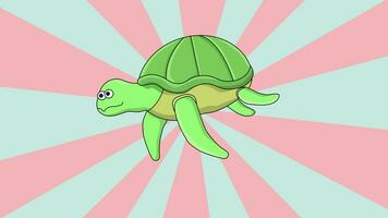 animado tartaruga ícone com rotativo fundo video