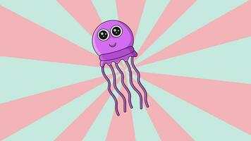 Animated jellyfish icon with a rotating background video