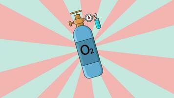 Animation of an oxygen cylinder icon with a rotating background video