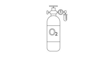 Animated video forms a sketch of an oxygen cylinder icon