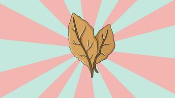 Animation of a tobacco leaf icon with a rotating background video