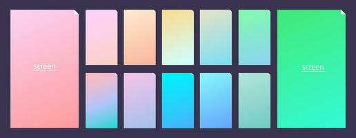 Soft pastel gradient smooth and vibrant color background set for devices vector