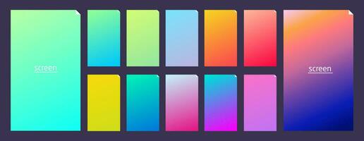 Soft pastel gradient smooth and vibrant color background set for devices vector